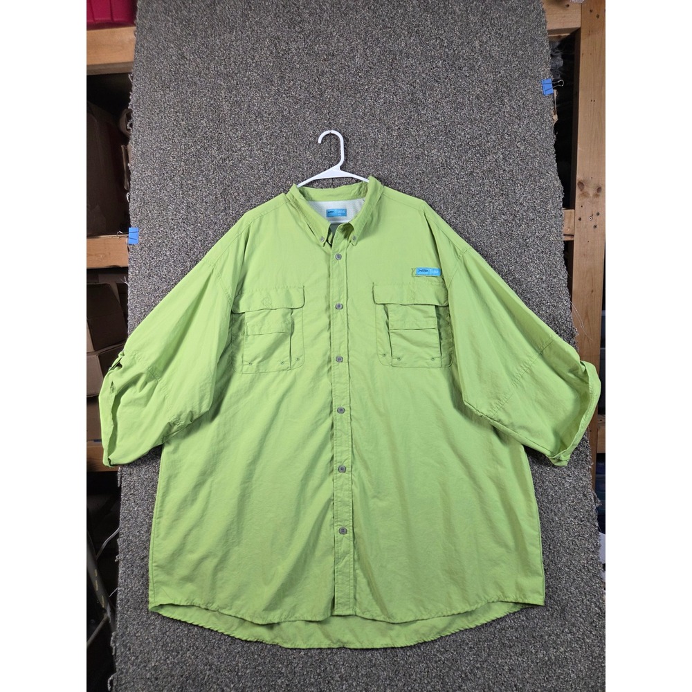 Tuna Fishing Shirt Mens 4XL Green Excellent Vented Back Long Sleeve Button Down